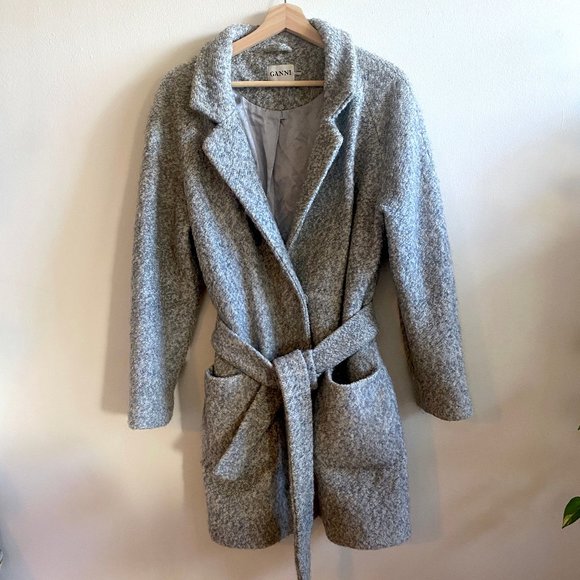 GANNI TEDDY Belted Wrap Coat - Picture 3 of 12